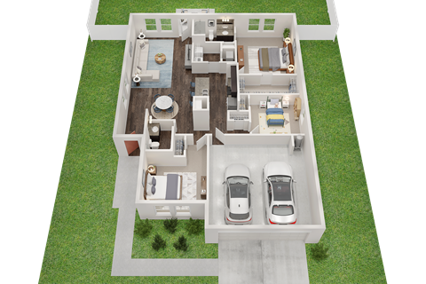Floor plan for 3 beds, 2 baths, 1429 sqft